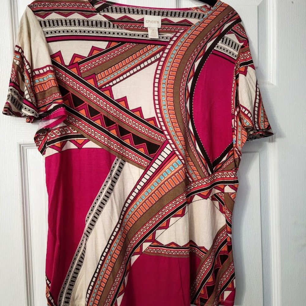 Chico's tribal pattern tunic with flutter sleeves Size‎ 3